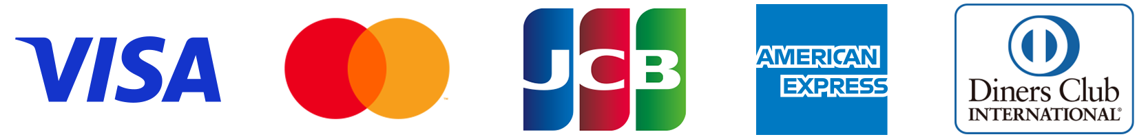 mastercard,VISA,JCB,Diners Club,AMERICAN EXPRESSのカードブランドのロゴ