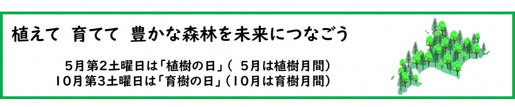 植えて育てて豊かな森林を未来につなごう 5月第2土曜日は植樹の日、5月は植樹月間、10月第3土曜日は育樹の日、10月は育樹月間