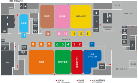 市庁舎1階のフロア案内図の画像