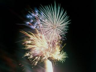 きれいな花火が夜空に打ち上がる沼上連発花火大会写真