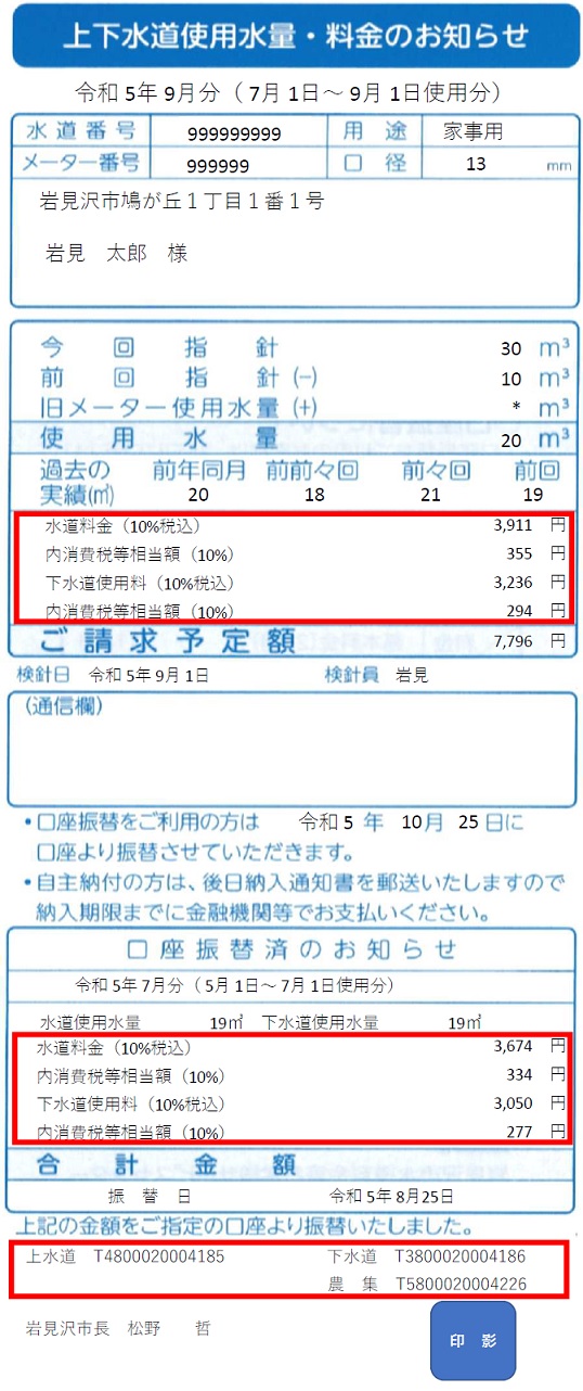 インボイス検針票サンプル
