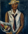 花を持てる少女の絵の画像