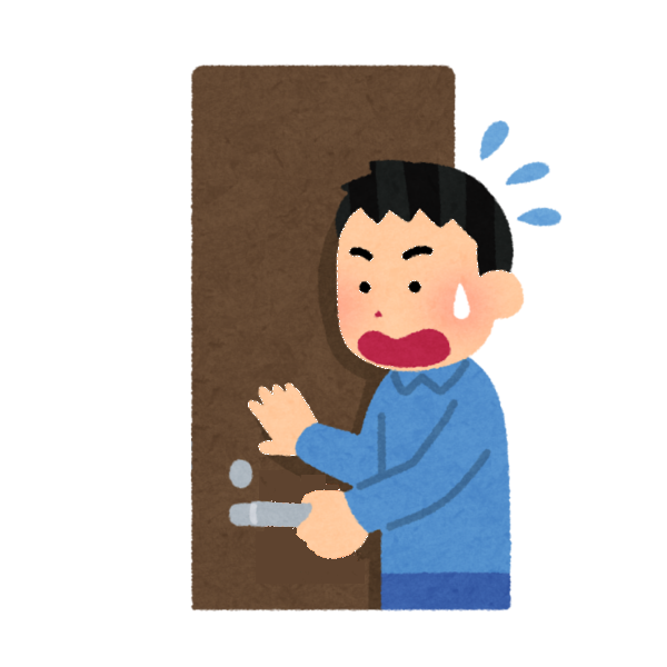 避難経路を確保する男性のイラスト
