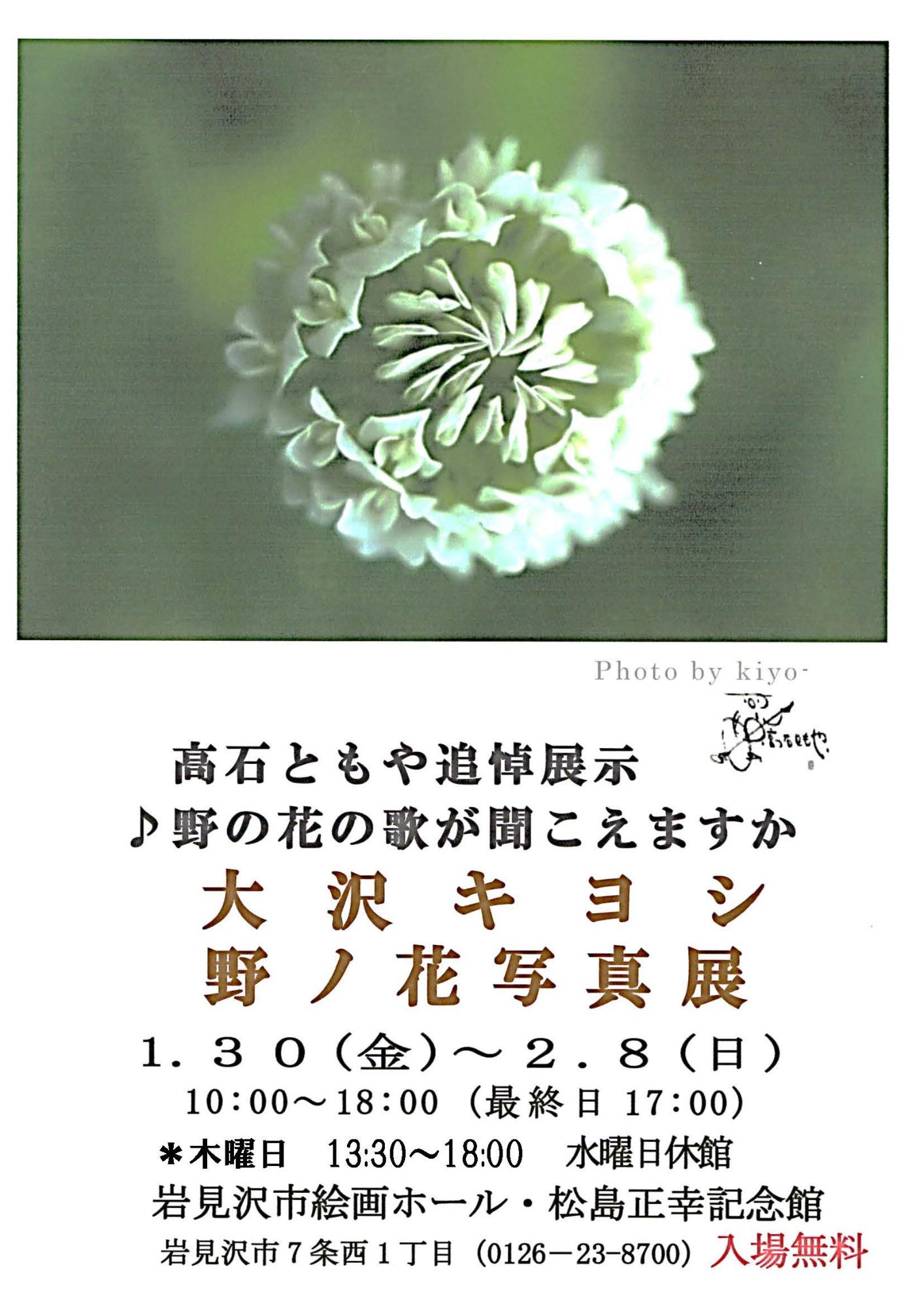 （イメージ）AFS企画「高石ともや追悼展示 大沢キヨシ野の花写真展」