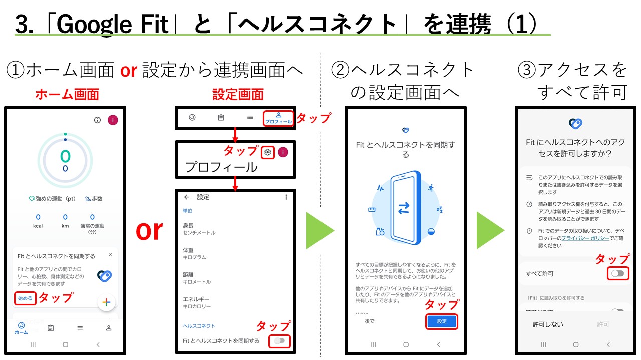 Google Fitとヘルスコネクトを連携する方法の1枚目