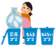 ゴミを分別する女性