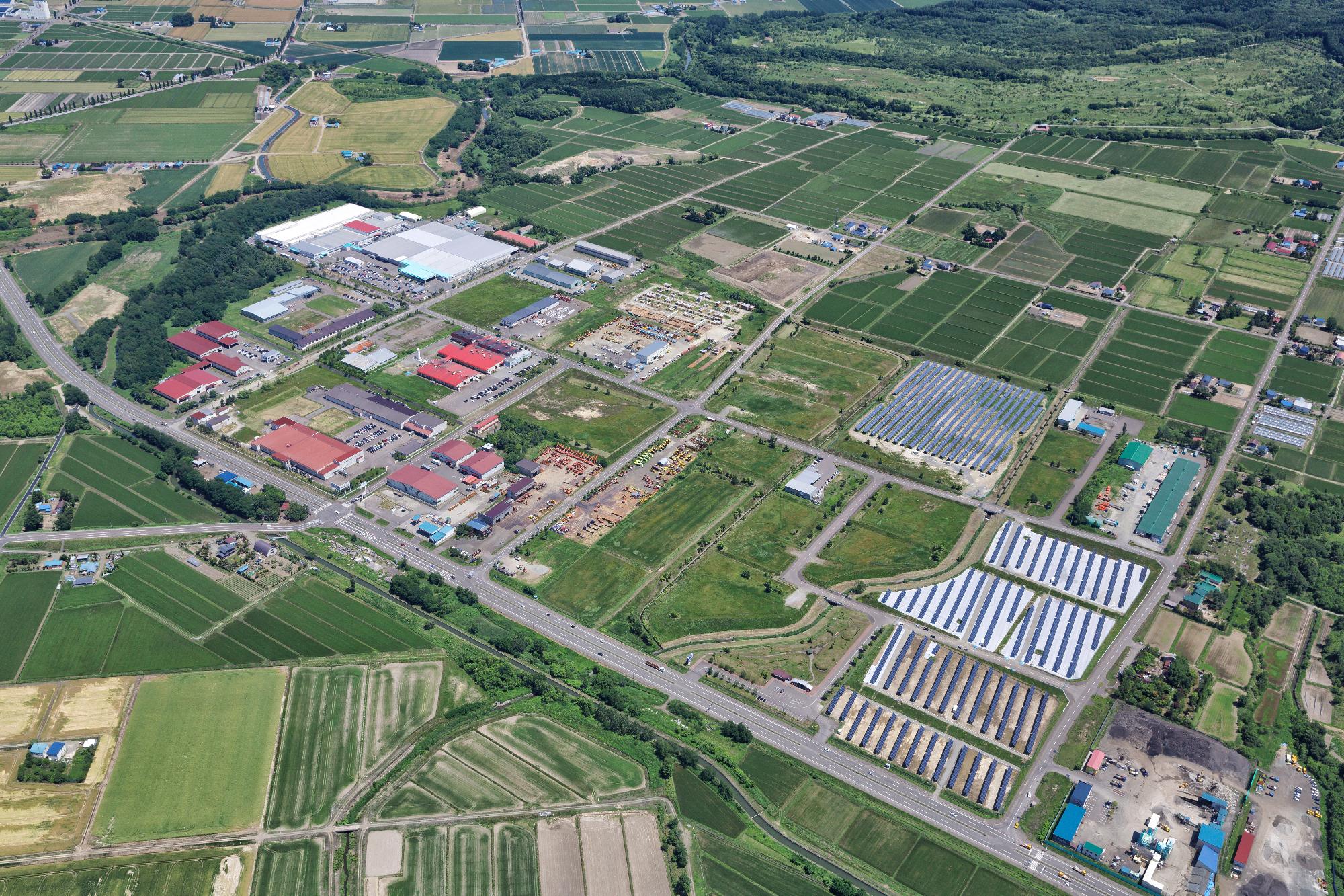 道央栗沢工業団地を上空から撮影した画像