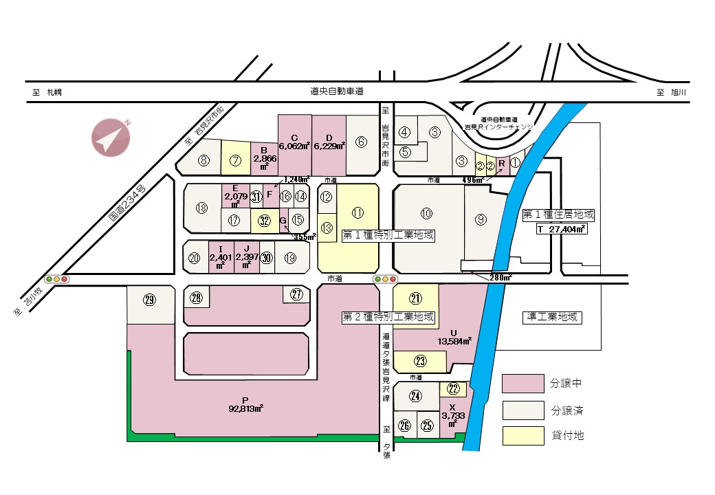 南空知流通工業団地の区画図