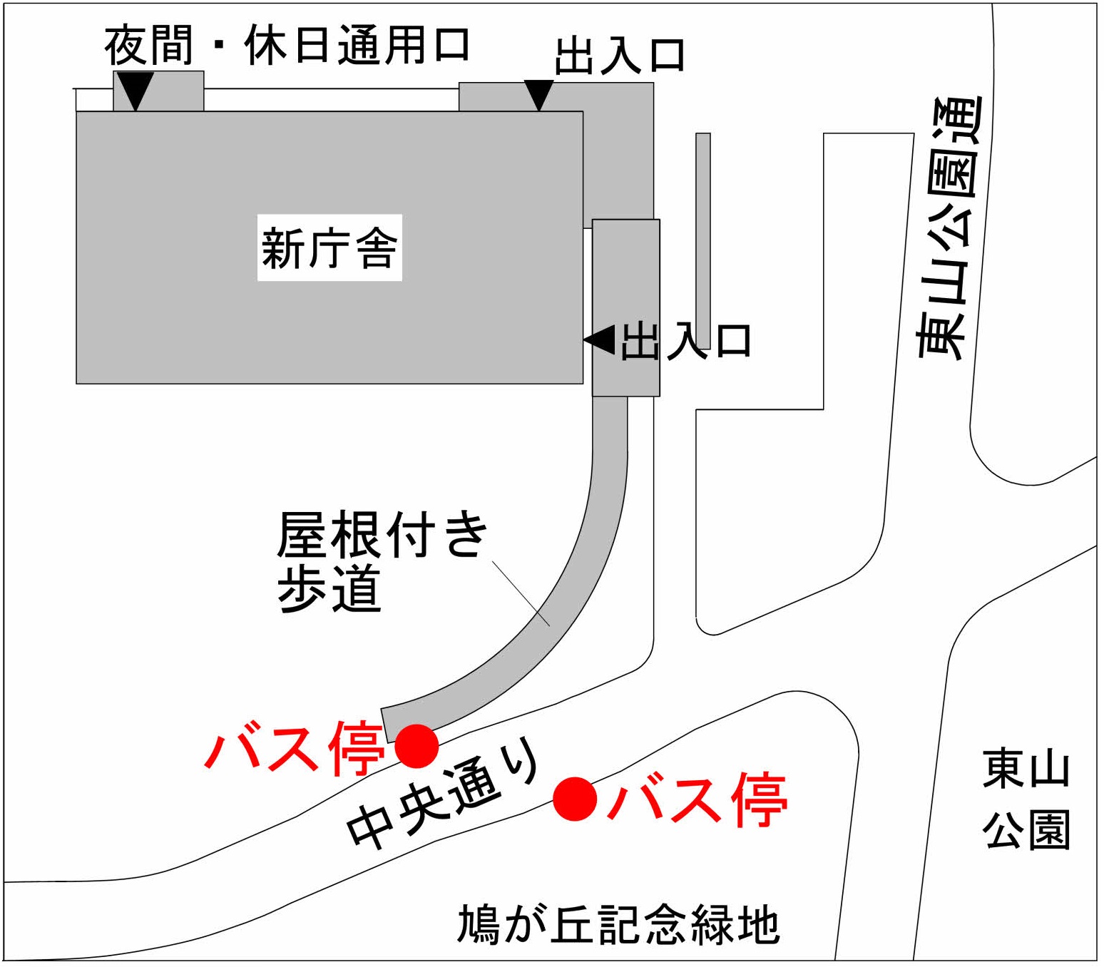 中央バス市役所前停留所の移設先を示す地図