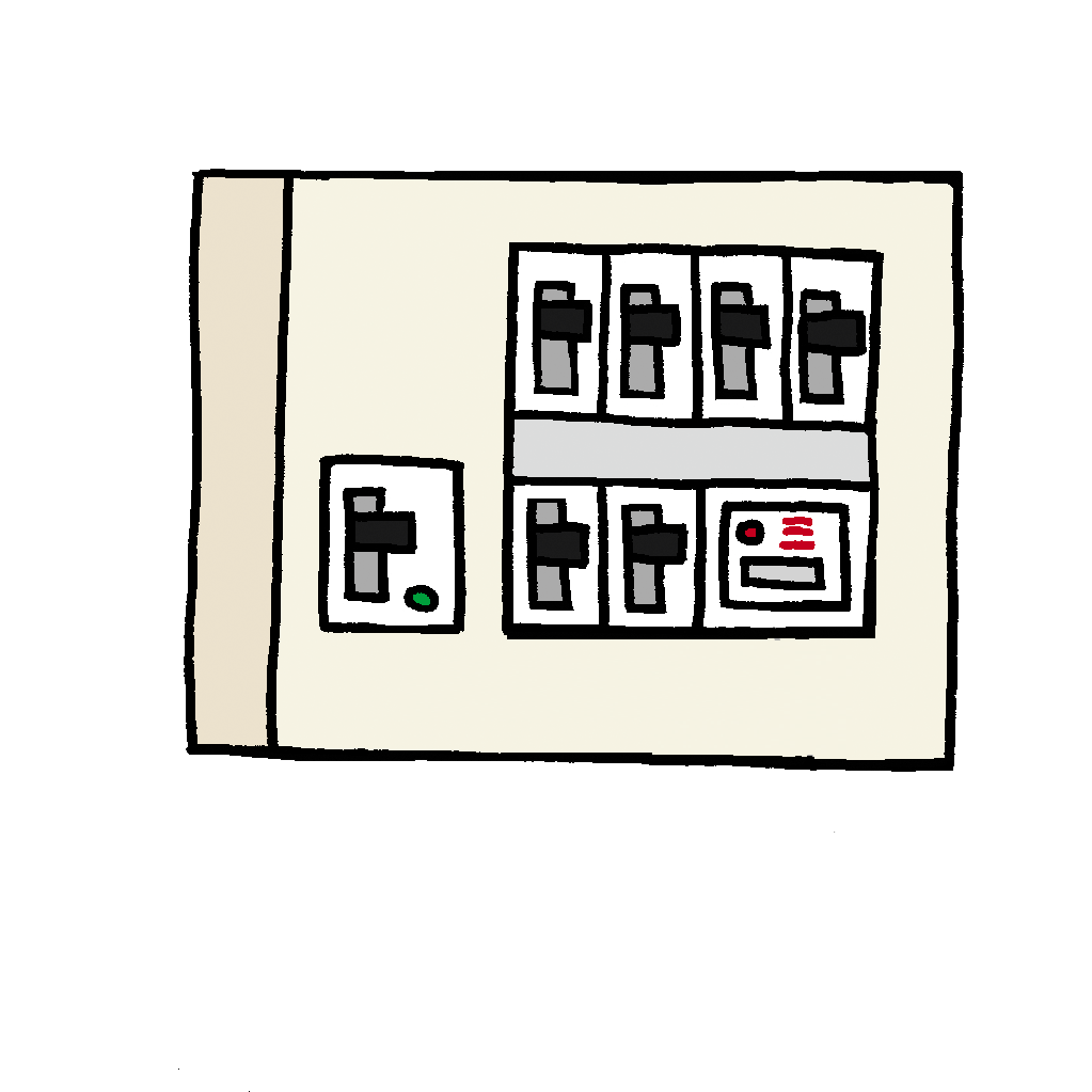 感震ブレーカー（分電盤タイプ）のイラスト
