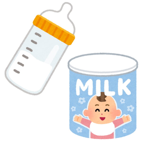哺乳瓶、粉ミルクのイラスト